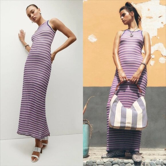 Veronica Beard Sivan Striped Knit Maxi Dress MSRP $428 Size Large - Picture 3 of 12
